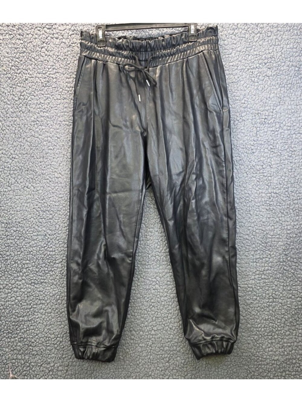 7 For All Mankind Faux Leather Paper Bag Jogger Pants L Black Whimsygoth Grunge